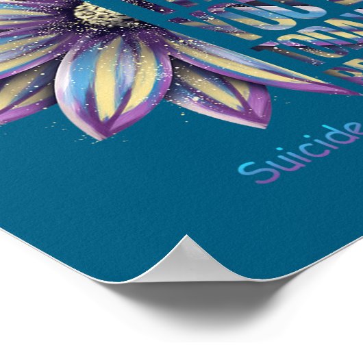 Sunflower Suicide Prevention Awareness Week Teal P ポスター (角)