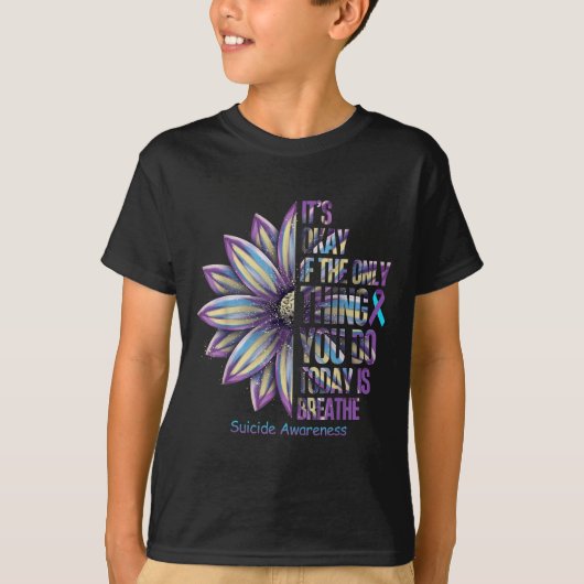 Sunflower Suicide Prevention Awareness Week Teal P Tシャツ (正面)