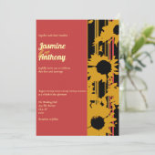 Sunflower Summer Gold Red Wedding 招待状 (スタンド正面)