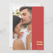 Sunflower Summer Gold Red Wedding 招待状 (裏面)