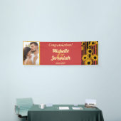 Sunflower Summer Gold Red Wedding Congratulations  横断幕 (トレードショー)