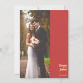 Sunflower Summer Gold Red Wedding Photo サンキューカード (裏面)