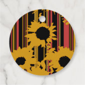 Sunflower Summer Gold Red Wedding Round Thank You フェイバータグ (裏面)