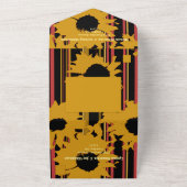 Sunflower Sunset Coral Gold Modern Wedding オールインワン招待状 (外側)