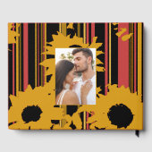 Sunflower Sunset Coral Gold Modern Wedding ゲストブック (裏面)