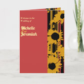 Sunflower Sunset Coral Gold Modern Wedding Photo プログラム (正面)