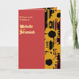 Sunflower Sunset Coral Gold Modern Wedding Photo プログラム