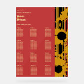 Sunflower Sunset Coral Gold Wedding Seat Chart アクリルサイン (正面)