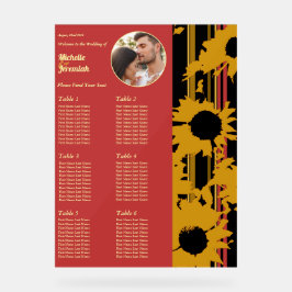 Sunflower Sunset Coral Gold Wedding Seat Chart アクリルサイン