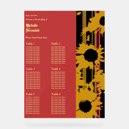 Sunflower Sunset Coral Modern Wedding Seat Chart アクリルサイン