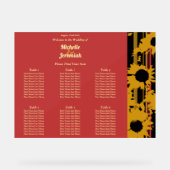 Sunflower Sunset Coral Modern Wedding Seat Chart アクリルサイン (正面)
