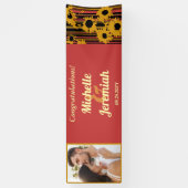 Sunflower Sunset Coral Wedding Congratulations 横断幕 (縦)