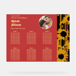 Sunflower Sunset Coral Wedding Photo Seat Chart  アクリルサイン