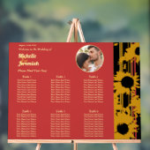 Sunflower Sunset Coral Wedding Photo Seat Chart  アクリルサイン (ニュートラル)
