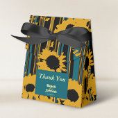 Sunflower Teal Blue Gold Modern Wedding フェイバーボックス