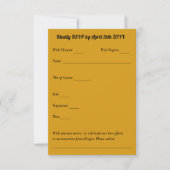 Sunflower Teal Blue Gold Modern Wedding 出欠カード (正面)