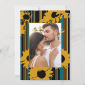 Sunflower Teal Blue Gold Modern Wedding 招待状 (裏面)