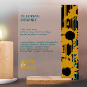 Sunflower Teal Blue Gold Modern Wedding Memorial アクリルサイン