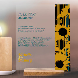 Sunflower Teal Blue Gold Modern Wedding Memorial  アクリルサイン