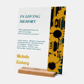 Sunflower Teal Blue Gold Modern Wedding Memorial  アクリルサイン (傾斜)