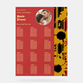 Sunflower Teal Blue Gold Modern Wedding Photo アクリルサイン