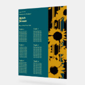 Sunflower Teal Blue Gold Modern Wedding Seat Chart アクリルサイン (傾斜)