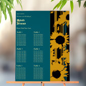 Sunflower Teal Blue Gold Modern Wedding Seat Chart アクリルサイン