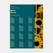 Sunflower Teal Blue Gold Modern Wedding Seat Chart アクリルサイン (正面)