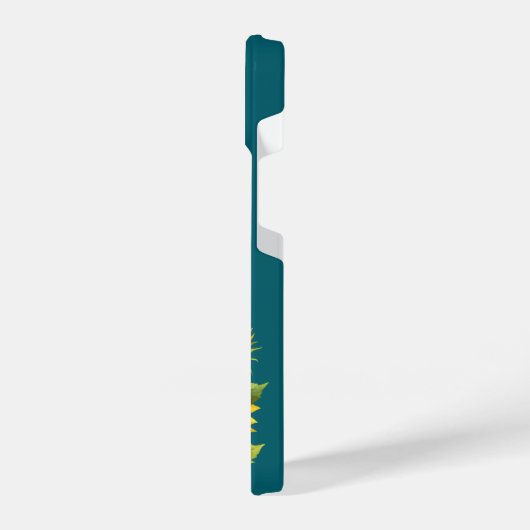 Sunflower Teal Modren Minimal Initial Phone Case iPhoneケース (左側面)