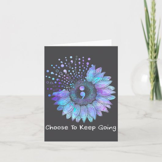 Sunflower Teal Purple Ribbon Suicide Prevention Aw カード (正面)