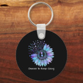 Sunflower Teal Purple Ribbon Suicide Prevention Aw キーホルダー (正面)