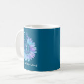 Sunflower Teal Purple Ribbon Suicide Prevention Aw コーヒーマグカップ (正面左)