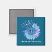 Sunflower Teal Purple Ribbon Suicide Prevention Aw マグネット (正面/裏面)