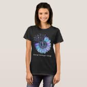 Sunflower Teal Purple Ribbon Suicide Prevention Aw Tシャツ (正面フル)