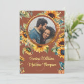 Sunflower Terracotta写真結婚とRSVP 招待状 (スタンド正面)