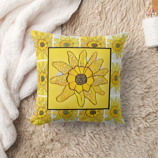 Sunflower Throw Pillow クッション (ブランケット)