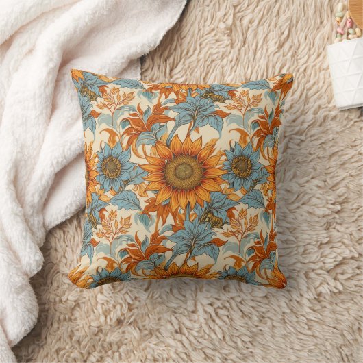 Sunflower Throw Pillow クッション (ブランケット)
