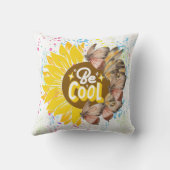 Sunflower trendy vibrant color paper art クッション (裏面)