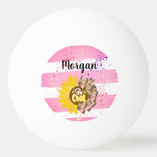 Sunflower trendy vibrant color paper art 卓球ボール (正面)