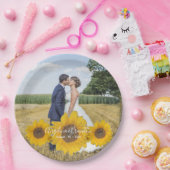 sunflower trio – お結婚客様の写真紙プレート ペーパープレート (パーティー)