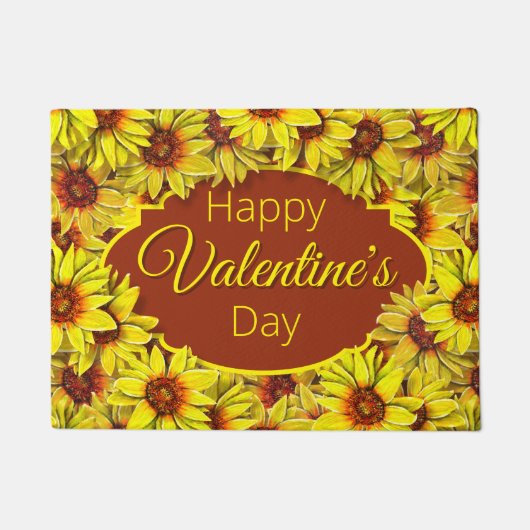 Sunflower Valentine's Day Door Mat ドアマット (正面)