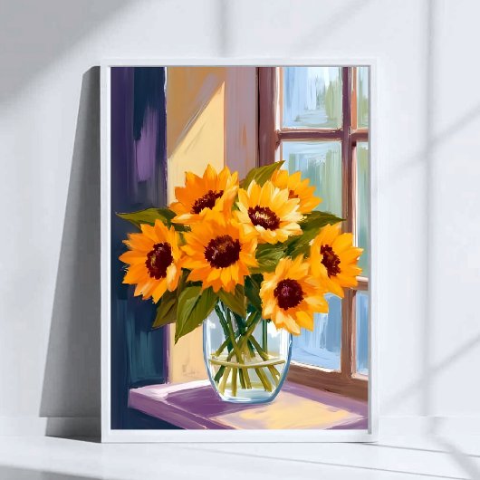 Sunflower Vase | Floral Yellow Bouquet Watercolor ポスター