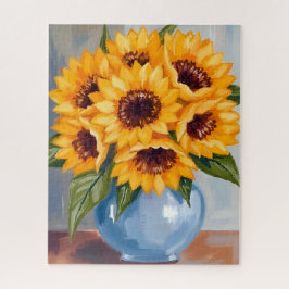 Sunflower Vase Watercolor Flower Bouquet ジグソーパズル