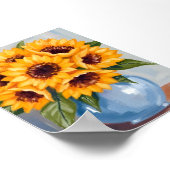 Sunflower Vase Watercolor Flower Bouquet ポスター (角)