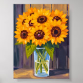 Sunflower Vase | Yellow Flower Bouquet Watercolor ポスター (正面)