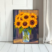 Sunflower Vase | Yellow Flower Bouquet Watercolor ポスター