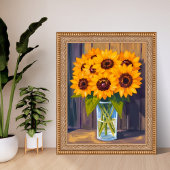 Sunflower Vase | Yellow Flower Bouquet Watercolor ポスター