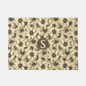 Sunflower Vintage Charm Sepia Tone Doormat ドアマット (正面)