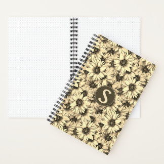 Sunflower Vintage Charm Sepia Tone Spiral Notebook ノートブック