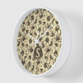 Sunflower Vintage Charm Sepia Tone Wall Clock 壁時計 (傾斜)